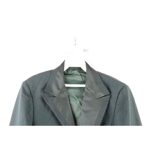Vintage 50s Rockabilly Mens 37R Satin Trim Smoking Prom Tuxedo Jacket Green USA